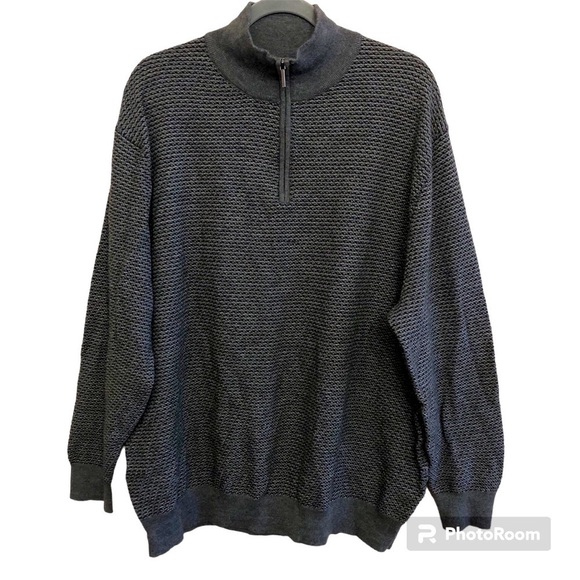 Claiborne Men’s Merino Wool Blend Quarter Zip Textured Sweater Plus Size 2XL - Picture 1 of 12